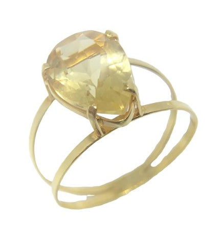 Anel Pedra Gota Zirconia Amarelo Ouro 18K - oticasvitoria