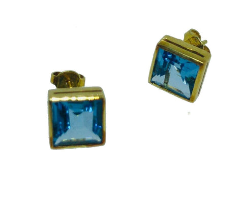 Brinco Galeria Topázio Azul Quadrado Ouro 18K - 70025170 - oticasvitoria