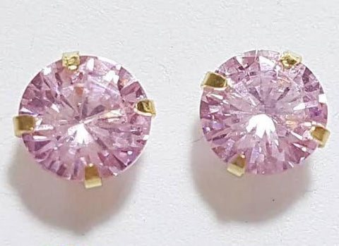 Brinco Pedra 9mm Zircônia Rosa Ouro 18K - VJBR742-P - oticasvitoria