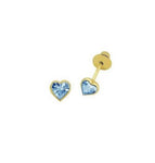 Brinco Coração Pedra 4mm Zircônia Azul Ouro 18K - VJBR037-A - oticasvitoria