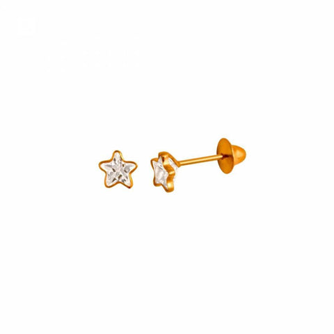 Brinco Estrela Pedra 4MM Zircônia Branco Ouro 18K - VJBR414-Z - oticasvitoria