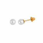Brinco Infantil Pérola 4mm ouro 18k - VJBR054