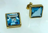 Brinco Galeria Topázio Azul Quadrado Ouro 18K - 70025170 - oticasvitoria