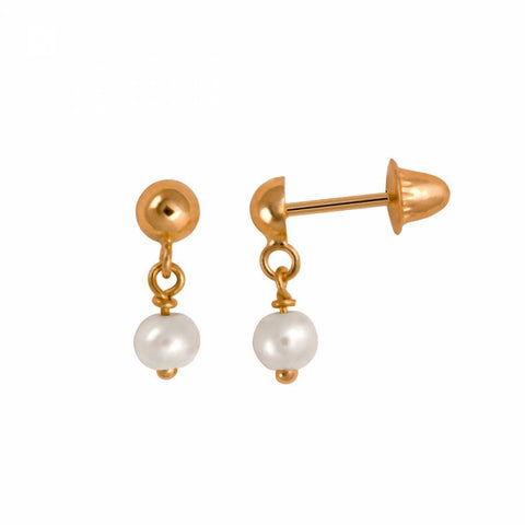 Brinco Pingentinho Pérola Ouro 18K - VJBR008 - oticasvitoria