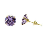 Brinco Pedra 8mm Zircônia Roxo Ouro 18K - VJBR485-S - oticasvitoria