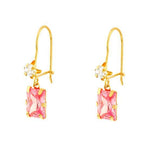 Brinco Gancho Pedra Retangular Zircônia Rosa 18K - VJBR031-P - oticasvitoria