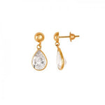 Brinco Pingente Gota 6MM Zircônia Branco Ouro 18K - VJBR091-Z - oticasvitoria