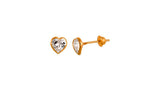 Brinco Coração Pedra 4mm Zircônia Branca Ouro 18K - VJBR037-Z - oticasvitoria