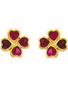 Brinco Trevo 4 Corações Zircônias Vermelho Ouro 18K - VJBR167-R - oticasvitoria