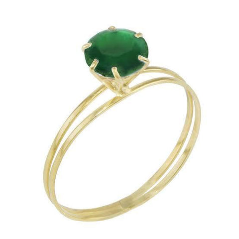Anel Cálice 6MM Aro Duplo Zircônia Verde 18K - VJAN010-V - oticasvitoria