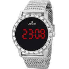 Relógio CHAMPION Digital Led Prata CH40160T - oticasvitoria