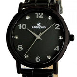 Relógio Champion Feminino Preto de Couro CN24253N - oticasvitoria