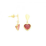 Brinco Pingente Coração 6MM Zircônia Vermelha Ouro 18K - VJBR090-R