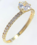 Anel Solitário com lateral Zircônias Ouro 18K - 70026221 - oticasvitoria
