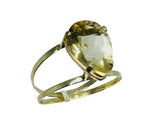 Anel Pedra Gota Zirconia Amarelo Ouro 18K - oticasvitoria