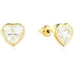 Brinco Coração 6MM Zircônia Branco Ouro 18K - VJBR036-Z - oticasvitoria