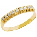 Anel Meia Aliança com 9 Brilhantes Ouro 18K - VJAL102