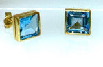 Brinco Galeria Topázio Azul Quadrado Ouro 18K - 70025170 - oticasvitoria