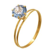 Anel Cálice 6MM Aro Duplo Zircônia Azul 18K - VJAN010-A
