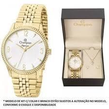 Relógio CHAMPION Feminino Kit Colar e Brincos CN26073W - oticasvitoria