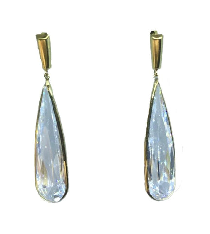 Brinco Pingente Gota Cristal Ouro 18K - VJBR493-Z - oticasvitoria
