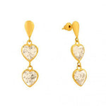Brinco Pingente 2 Corações 6MM Zircônia Branco 18K - VJBR082-Z - oticasvitoria