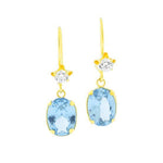 Brinco Gancho Pedra Oval Zircônia Azul 18K - VJBR032-A - oticasvitoria