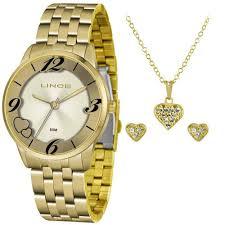 Relógio Lince Feminino Analógico Kit Brinco + Colar LRG4604L KW05 - oticasvitoria