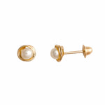 Brinco Torcidinho Pérola 3mm Ouro 18K - VJBR048 - oticasvitoria