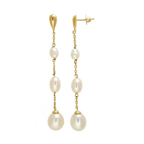 Brinco Pingente Gota Pérola Ouro 18K - VJBR612