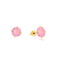 Brinco Pedra 6mm Zircônia Rosa Ouro 18K - VJBR435-P