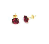 Brinco Pedra 6mm Zircônia Vermelho Ouro 18K - VJBR435-R - oticasvitoria