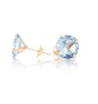 Brinco Pedra 8mm Zircônia Azul Ouro 18K - VJBR485-A