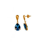 Brinco Pingente Pedra Zircônia Azul Ouro 18K - VJBR393-A - oticasvitoria