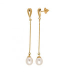 Brinco Pingente Corrente Pérola Ouro 18K - VJBR636