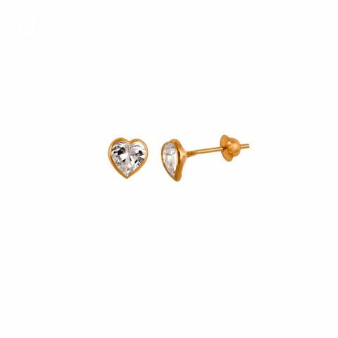 Brinco Pingente Coração Zircônia Branco Ouro 18K - VJBR425-Z - oticasvitoria