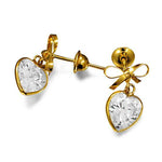 Brinco Laço Coração Zircônia Branco 6mm Ouro 18k - VJBR123-Z - oticasvitoria