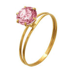 Anel Cálice 6MM Aro Duplo Zircônia Rosa 18K - VJAN010-P - oticasvitoria