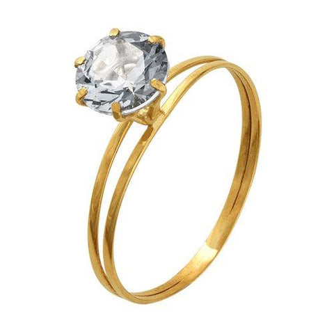 Anel Cálice 6MM Aro Duplo Zircônia Branca 18K - VJAN010-Z - oticasvitoria
