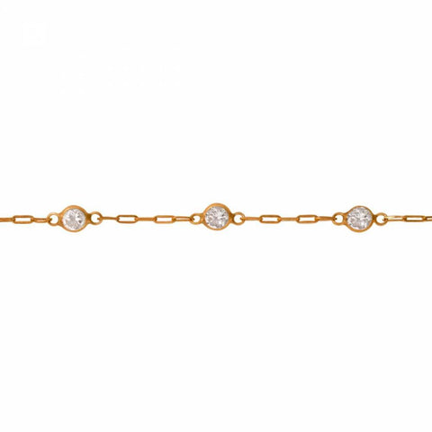 Pulseira Infantil Pedra 3mm Zircônia Branca 18K - VJPU008-Z - oticasvitoria