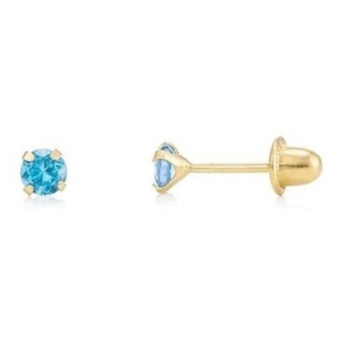 Brinco Pedra 3mm Zircônia Azul Ouro 18K - VJBR012-A - oticasvitoria