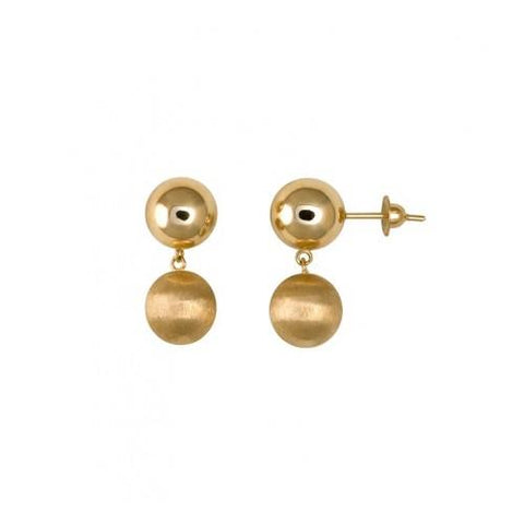 Brinco Pingente Bola Fosca 8mm Ouro 18K - VJBR635 - oticasvitoria