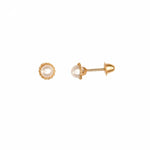 Brinco Infantil Pérola 4mm Fio envolta Ouro 18K - VJBR101