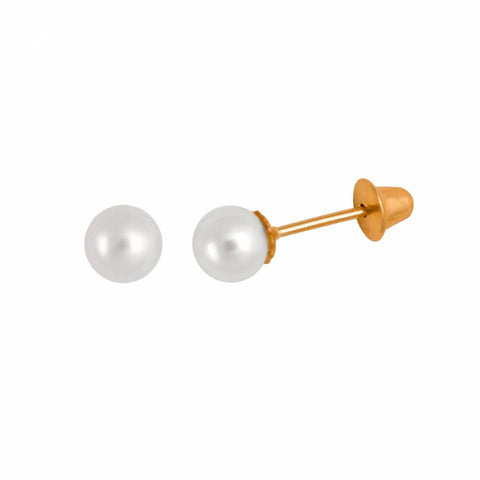 Brinco Pérola 3mm ouro 18k - VJBR053