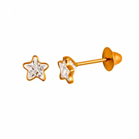 Brinco Estrelinha Pedra Zircônia Branco Ouro 18K - VJBR430-Z - oticasvitoria